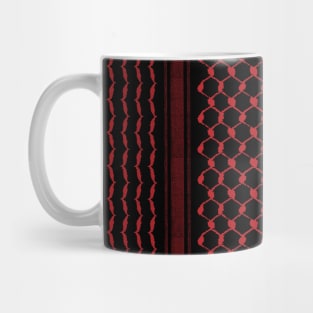 Palestinian Hatta Kufiya Folk Pattern #2-Red, Palestine Arabic Traditional Keffiyeh Design Mug